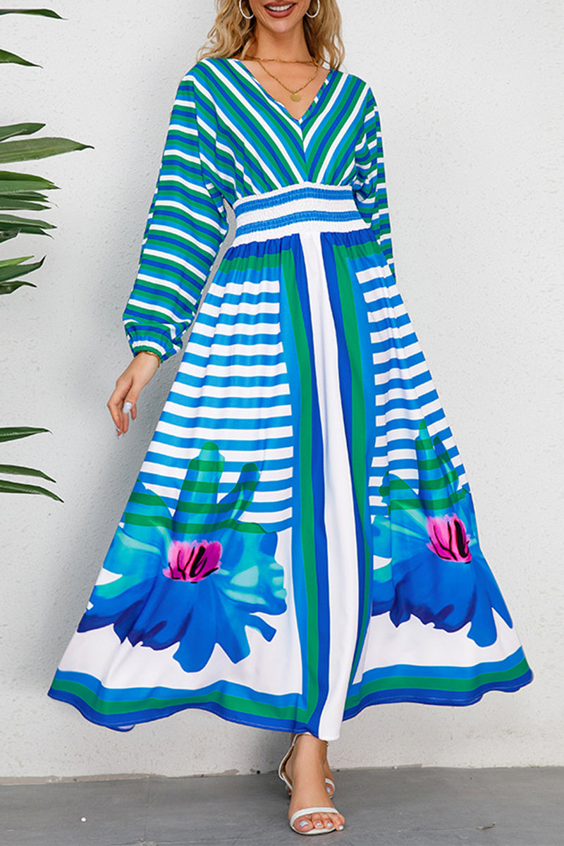 Annika - Striped Floral Maxi Dress