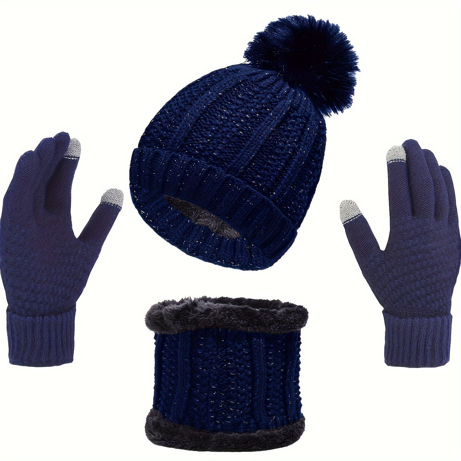 Freya - Warm 3-Piece Hat, Scarf and Gloves Winter Set for Women