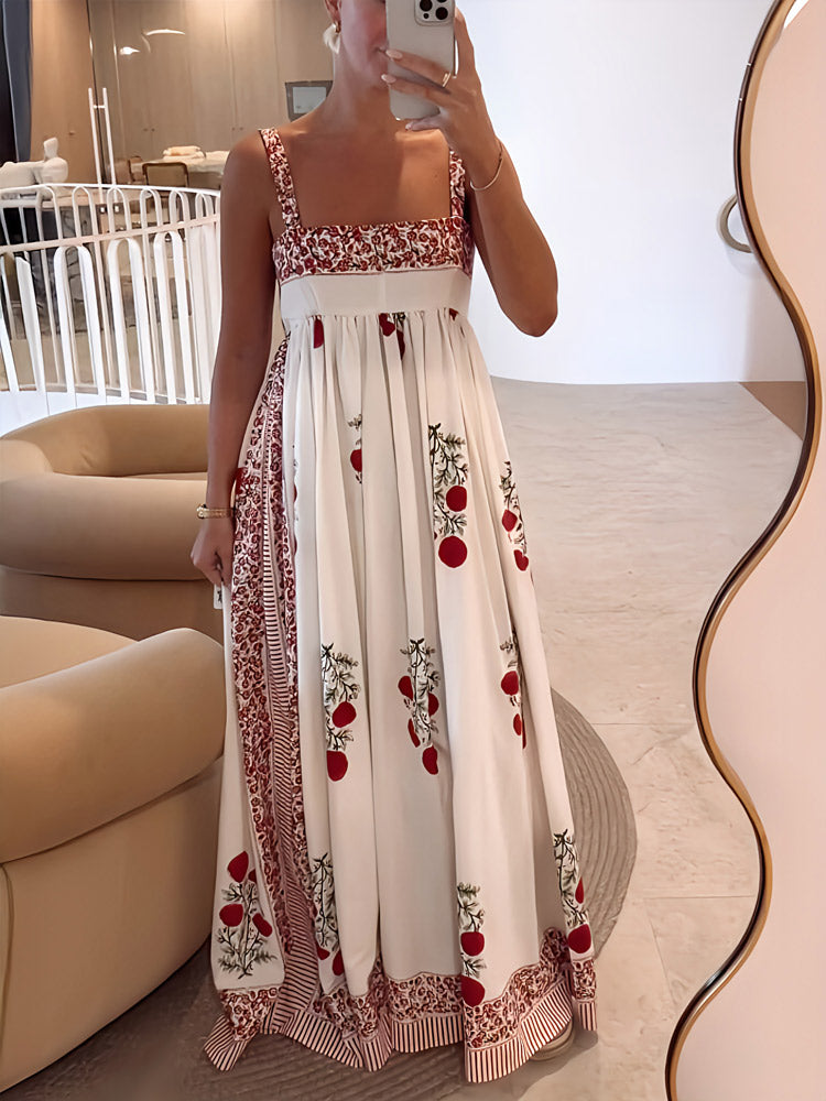 Lauren - Floral Maxi Dress with Square Neckline