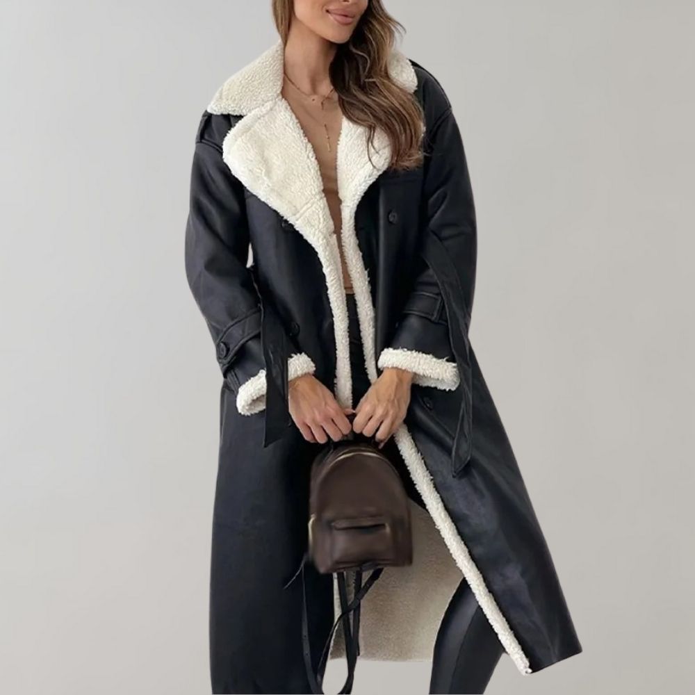 Sienna - Long Faux Shearling Coat Elegant and Cozy for Cold Weather