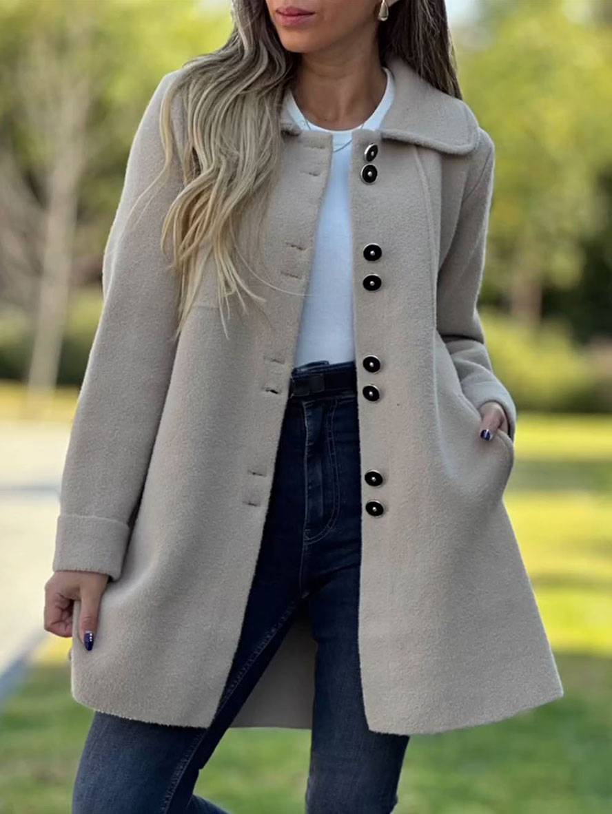 Freya - A-Line Wool-Blend Coat Elegant and Timeless for Winter