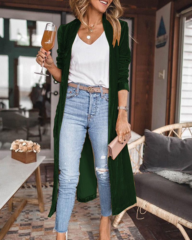 Liliana - Women's Velvet Longline Cardigan