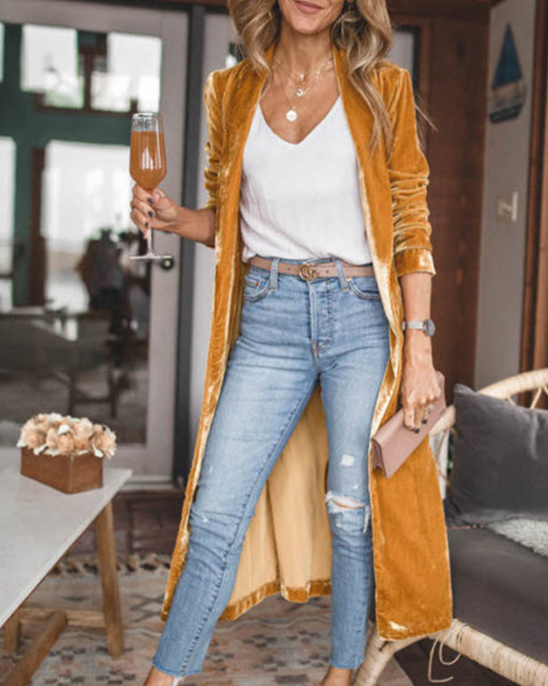 Liliana - Women's Velvet Longline Cardigan