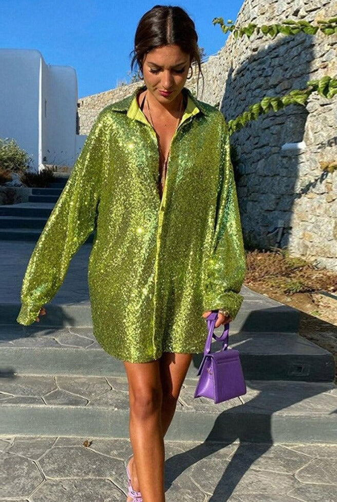 Georgia - Oversized Glitter Blouse for Women