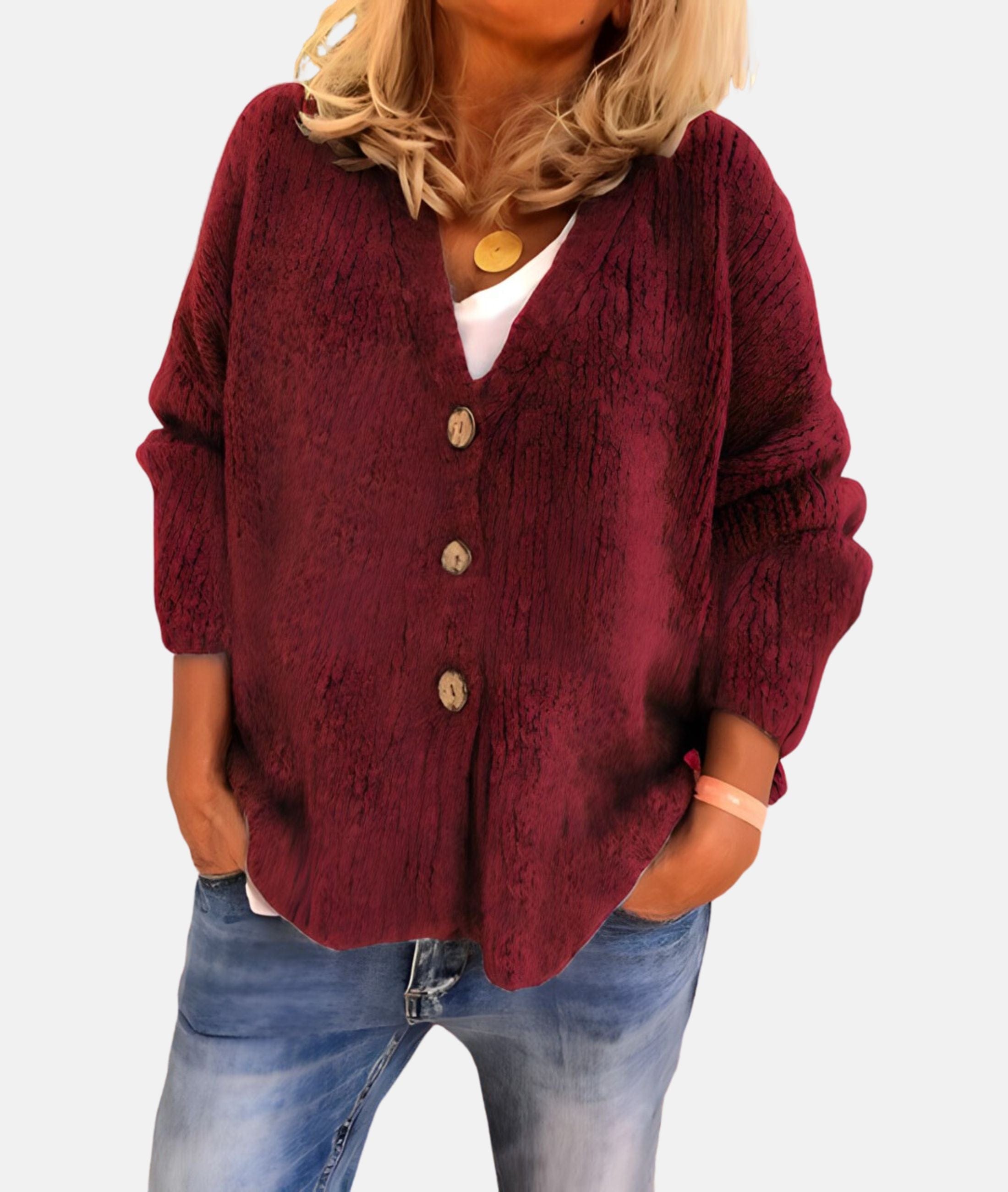 Daisy - Classic Cotton V-Neck Cardigan for Autumn