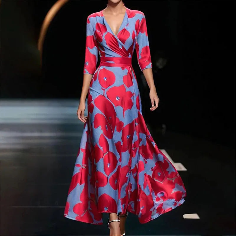 Cassidy - Elegant Floral Print Maxi Dress