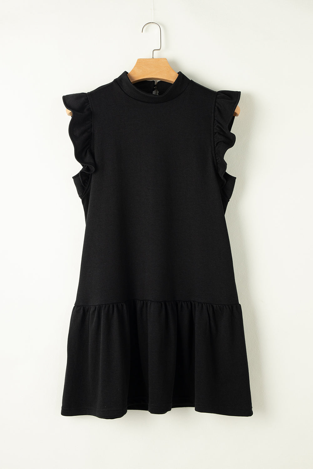 Harmony - Crew Neck Shift Dress with Flutter Sleeve