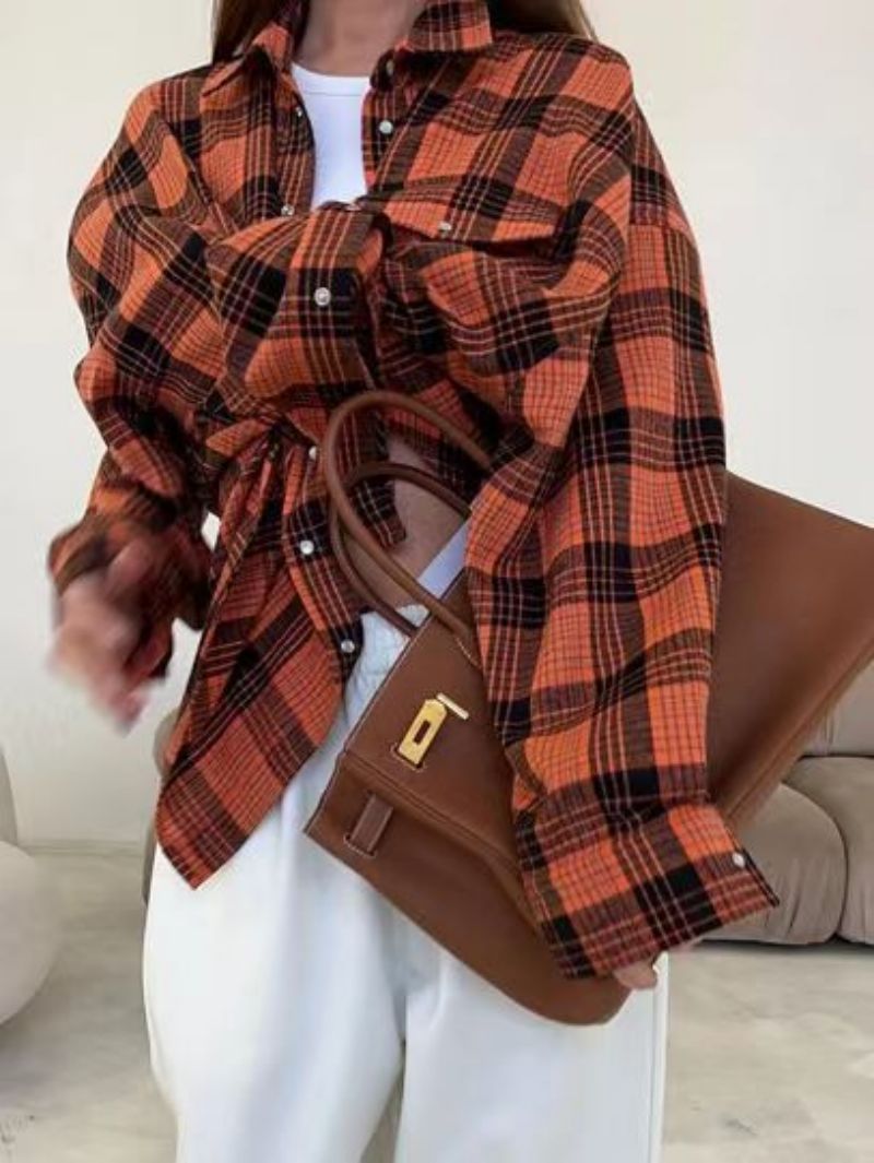 Charlotte - Oversized Plaid Button-Down Shirt for Women