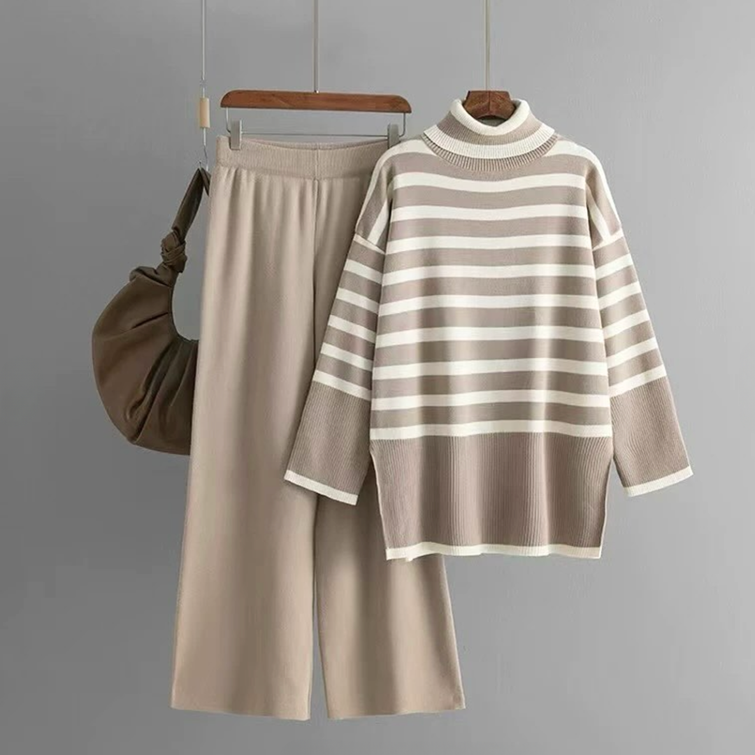 Heidi - Classic Striped Sweater and Wide-Leg Pants Set