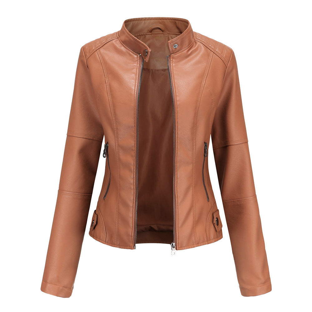 Gracie - Women's Moto Biker Jacket with Zipper Detailing