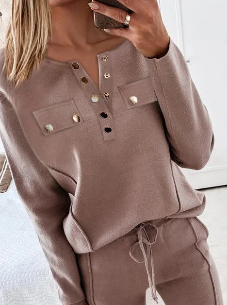 Olive - Trendy Two-Piece Autumn Set for Women