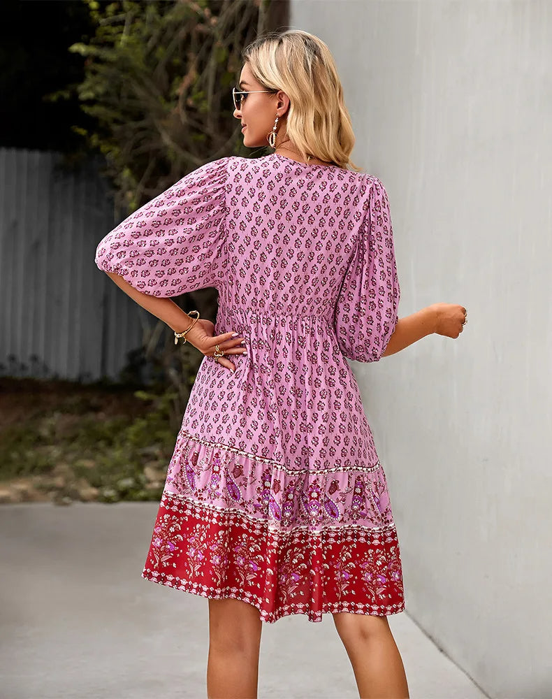 Amara - Comfy Bohemian Patchwork Dress