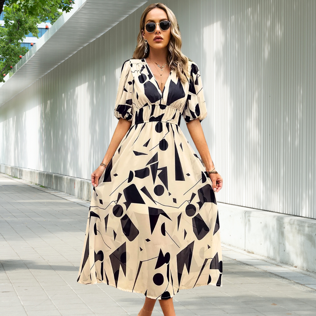 Nadine - Timeless Midi Dress with Puff Sleeves