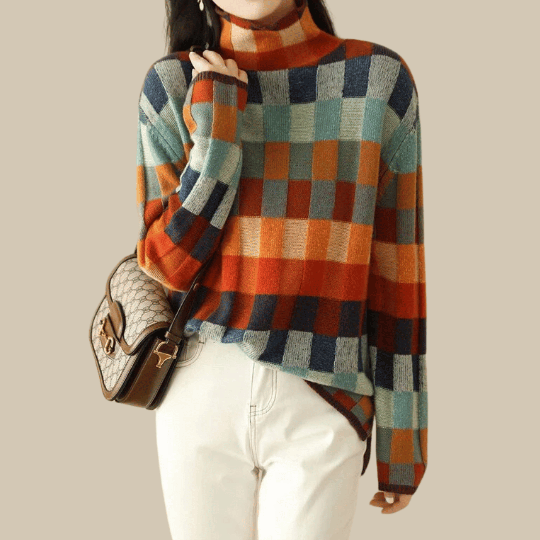 Bethany - Cashmere Patchwork Turtleneck