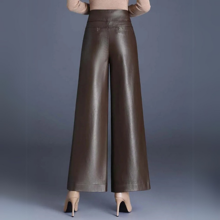 Layne - Wide-Cut Leather Trousers