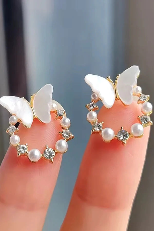 Amelia - Timeless Pearl Butterfly Earrings