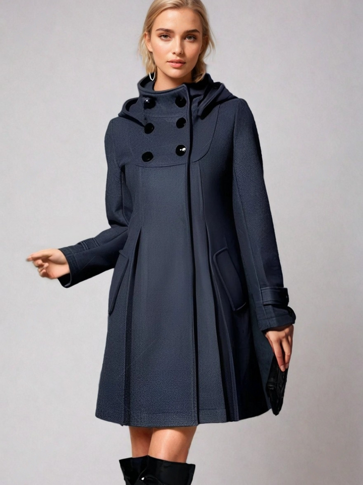 Aria - A-Line Hooded Wool Coat Elegant and Timeless for Cold Weather