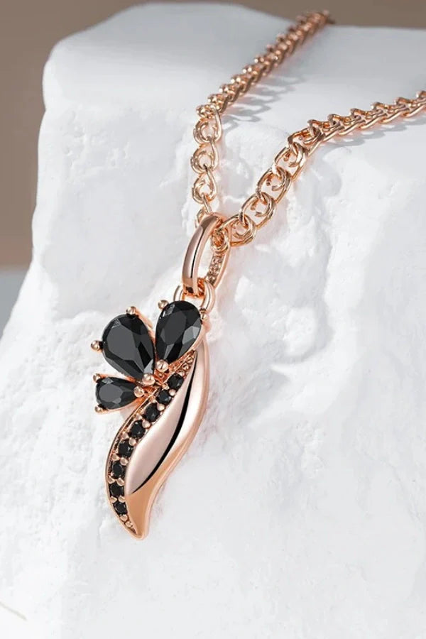 Scarlett - Vintage Black Zircon Pendant Gold Necklace