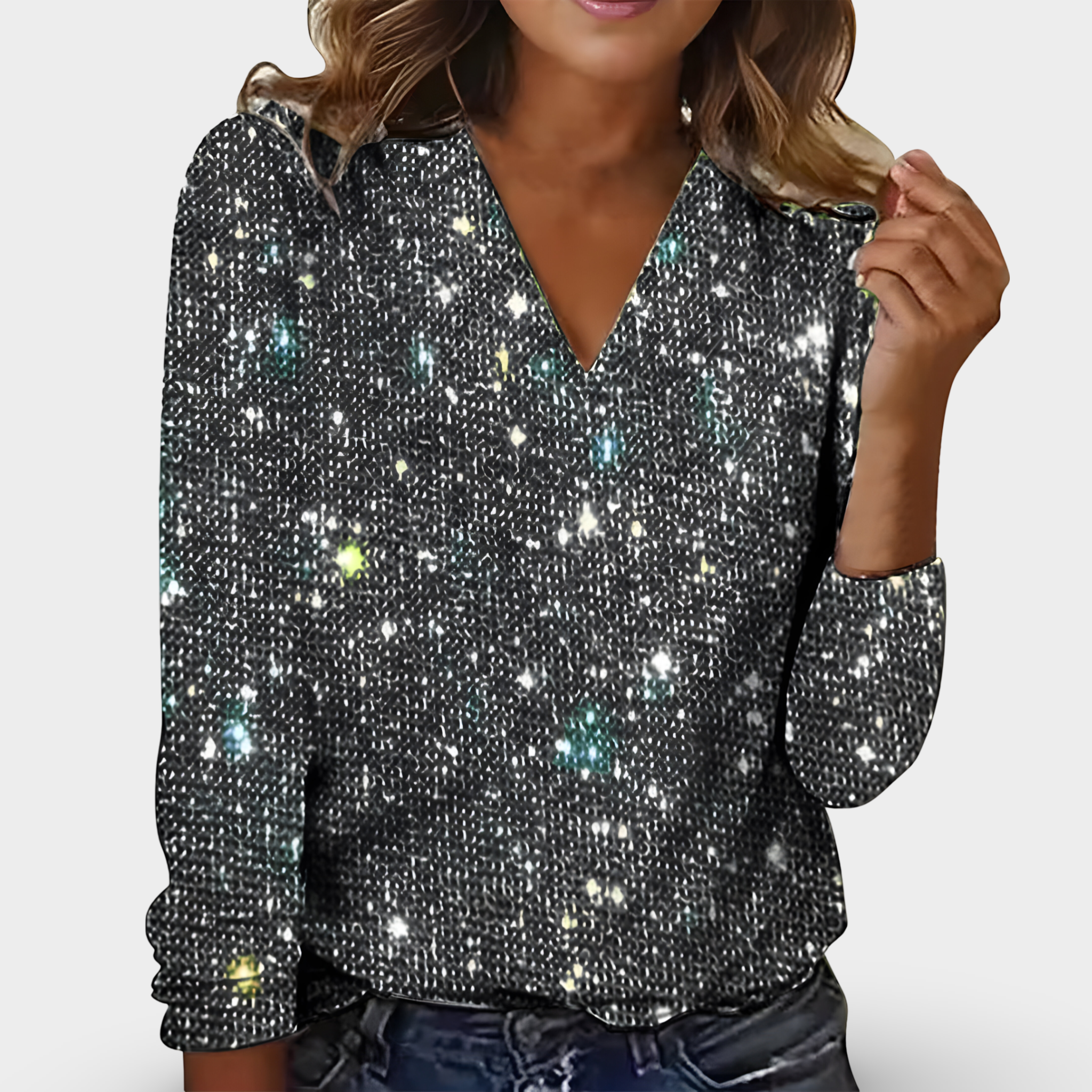 Emerson - V-Neck Sparkle Blouse