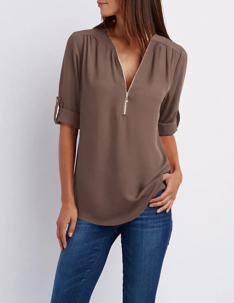 Saskia - Long Sleeve Blouse (Plus Size Available)