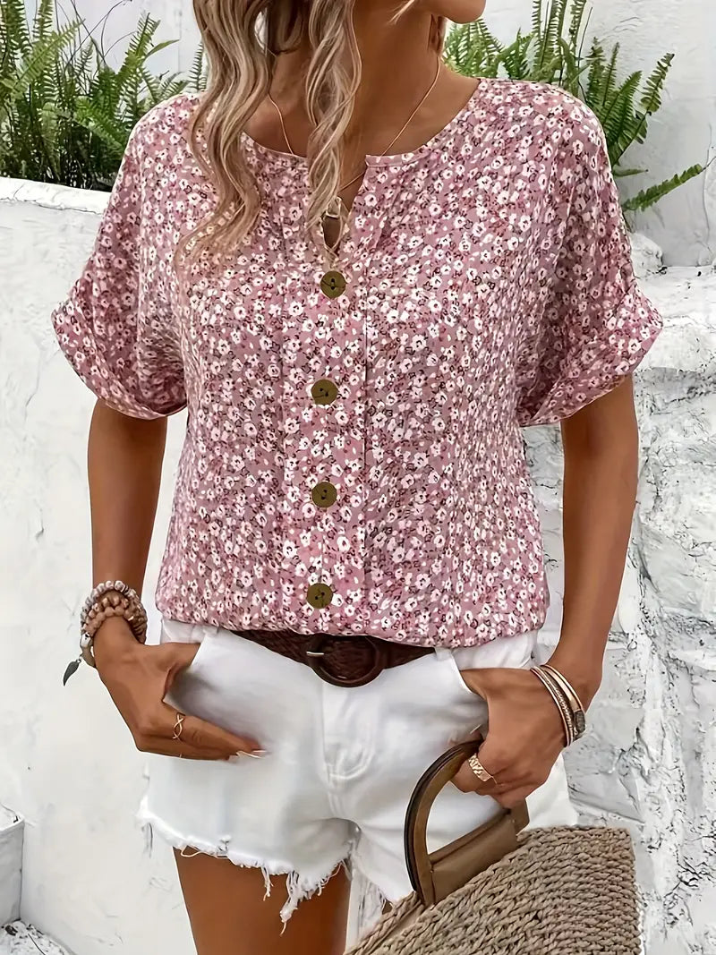 Ayessa - Floral Button-Up Blouse for Women