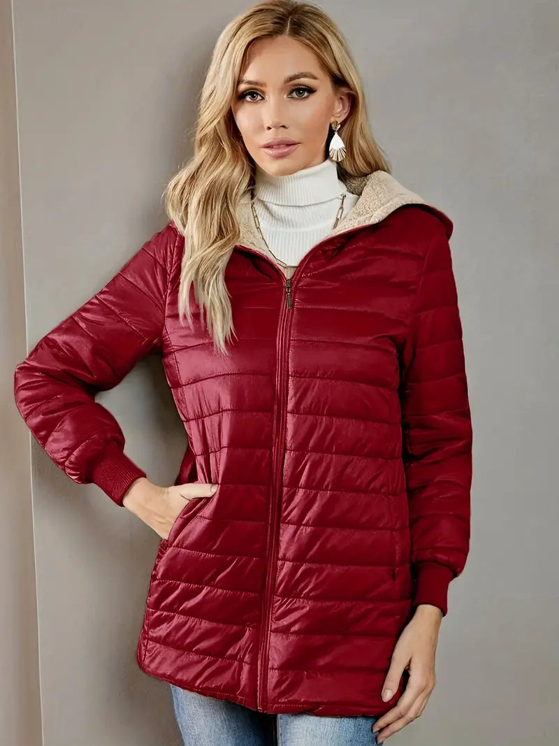 Victoria - Cozy Mid-Length Hooded Jacket Warm and Stylish for Winter