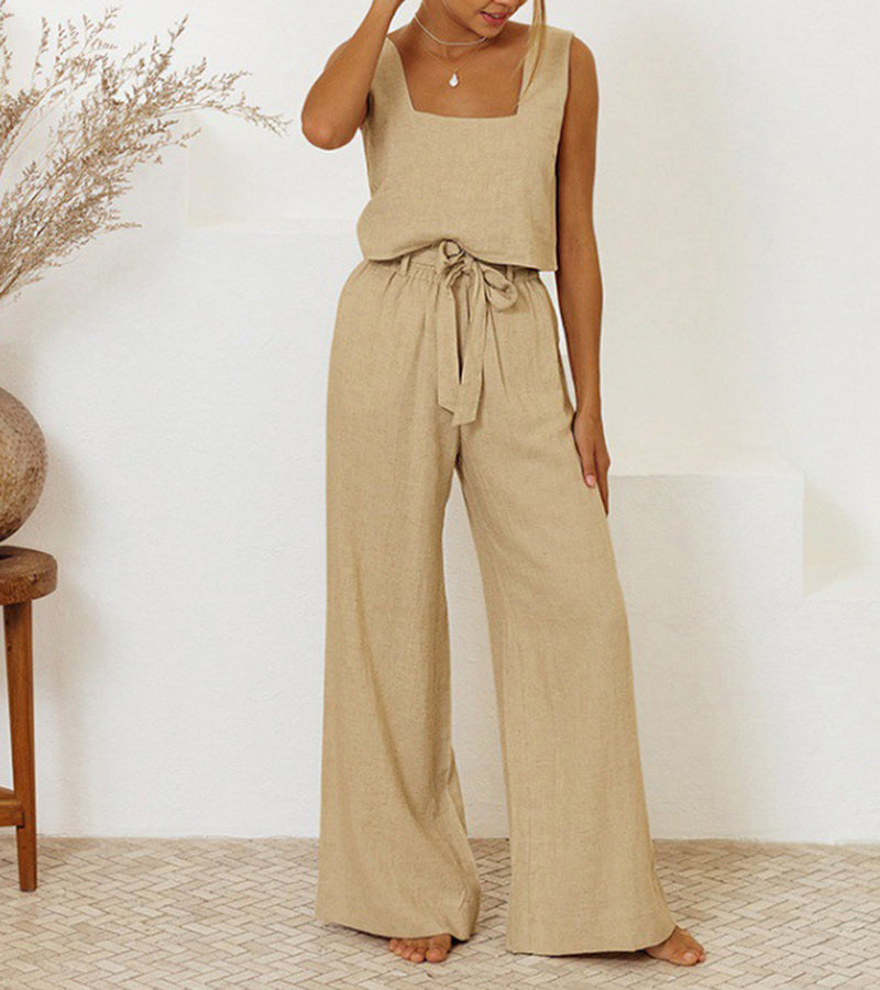 Marli - Minimalist Top and Wide-Leg Pants Set