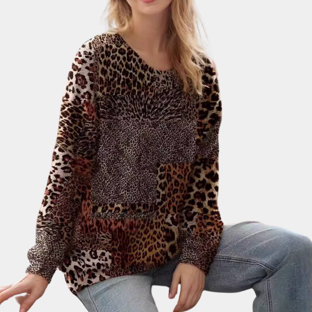 Nira - Animal Print Long-Sleeve Top