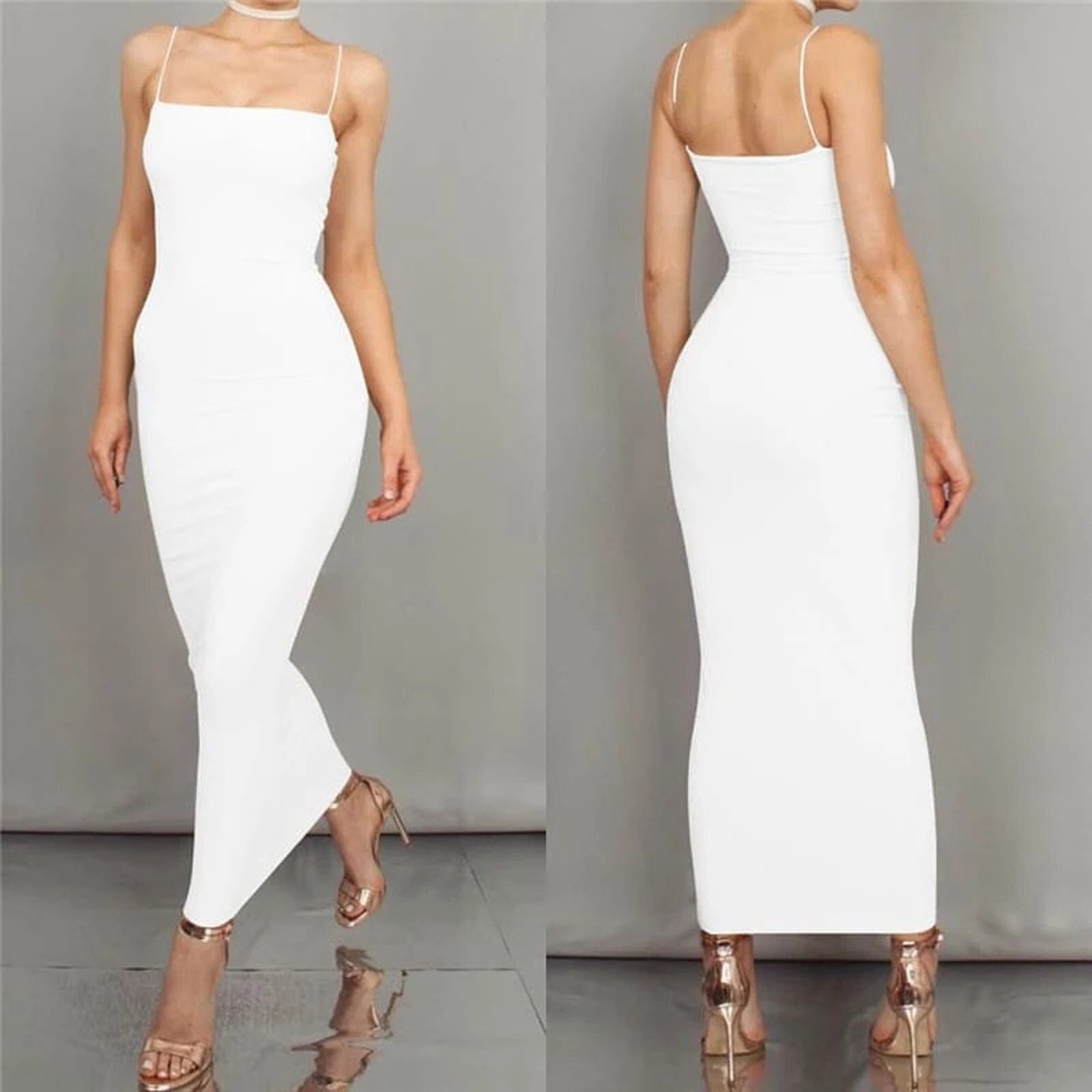 Macy - Women’s Spaghetti Strap Bodycon Midi Dress