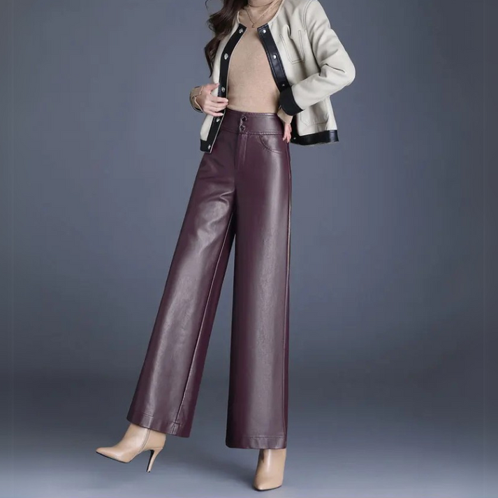 Layne - Wide-Cut Leather Trousers