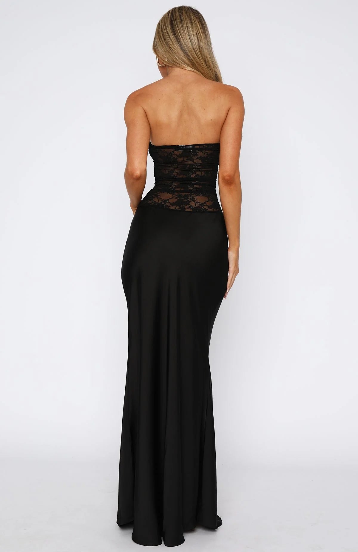 Kathy - Women's Strapless Lace Patchwork Mermaid Maxi Dress