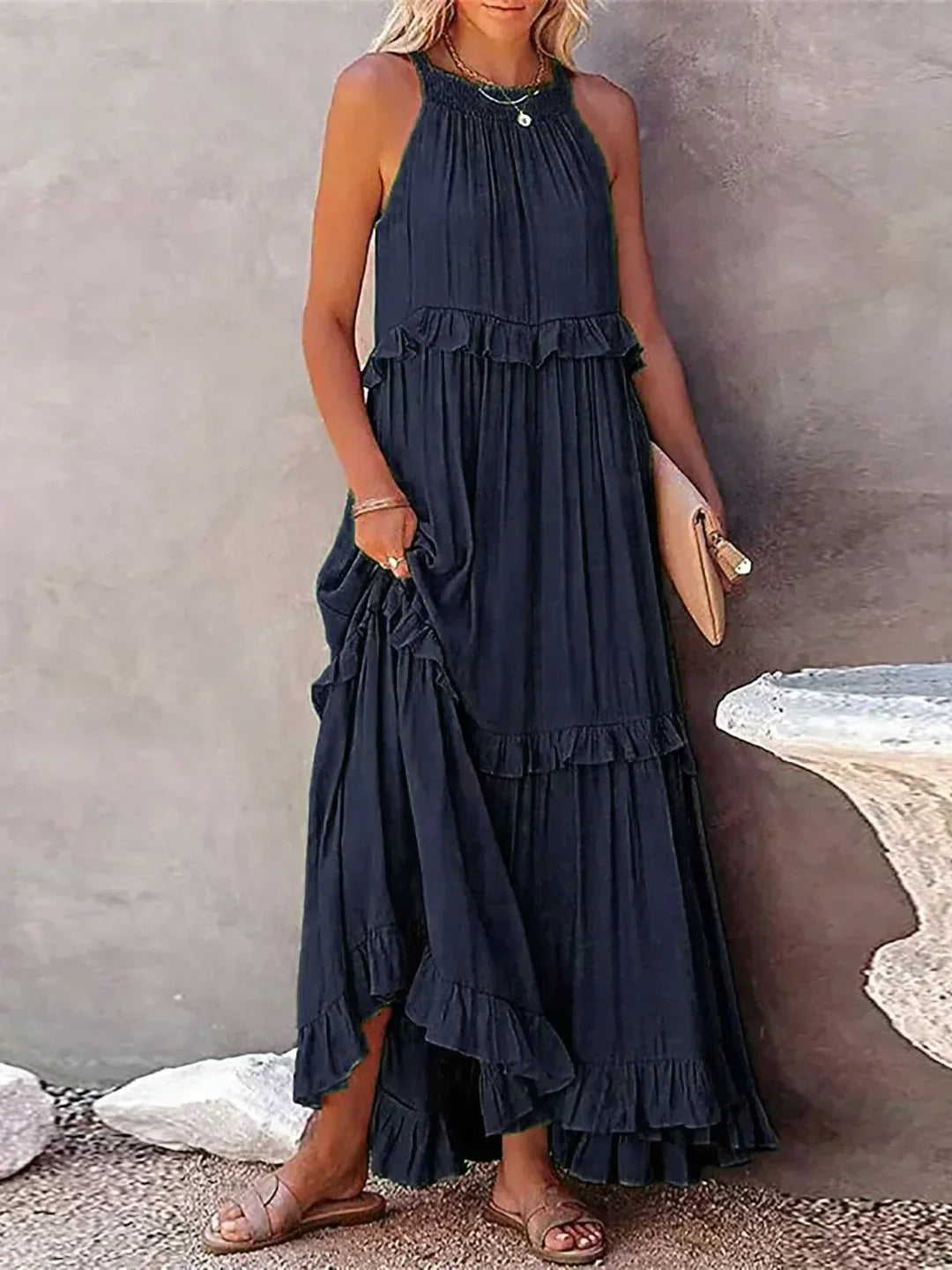 Grace - Halter Ruffle Maxi Dress for Women