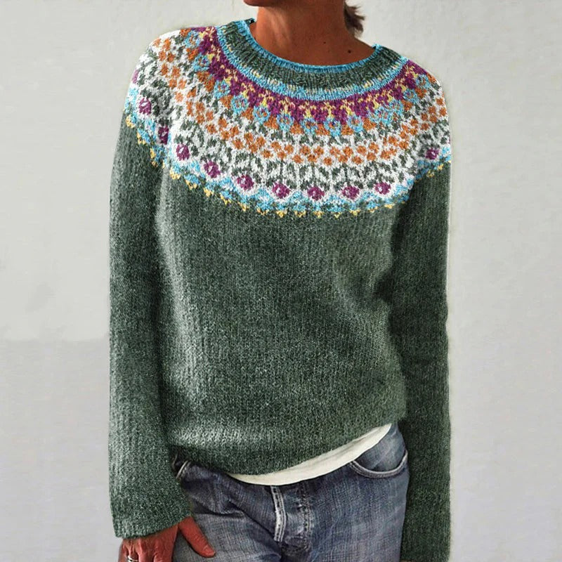 Lilah - Women's Wool Sweater with Floral Design for Winter