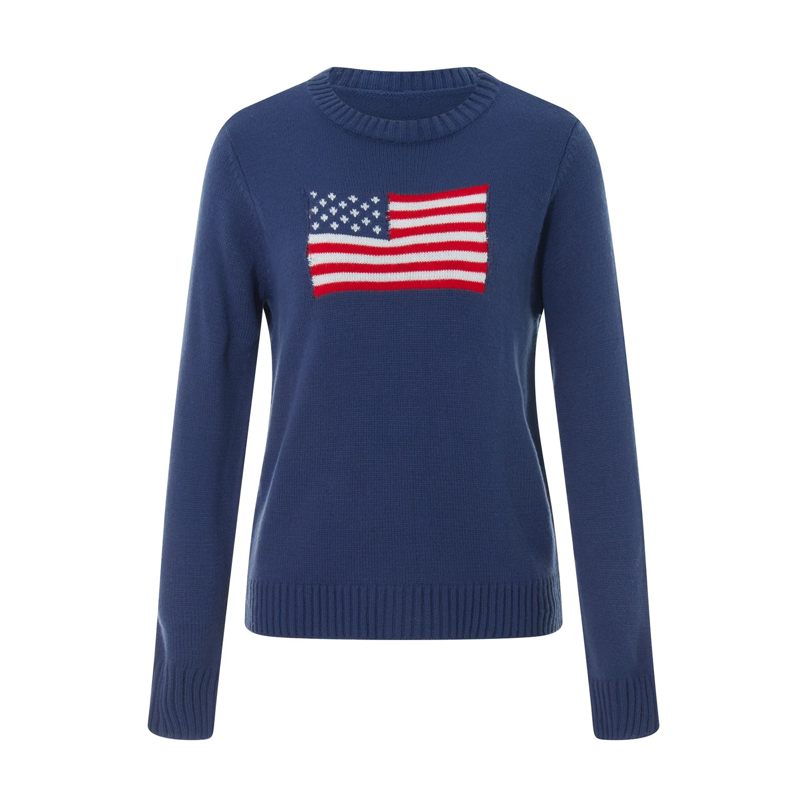 Alice - American Flag Knitted Sweater Bold Patriotism with Cozy Comfort (Plus Size Available)