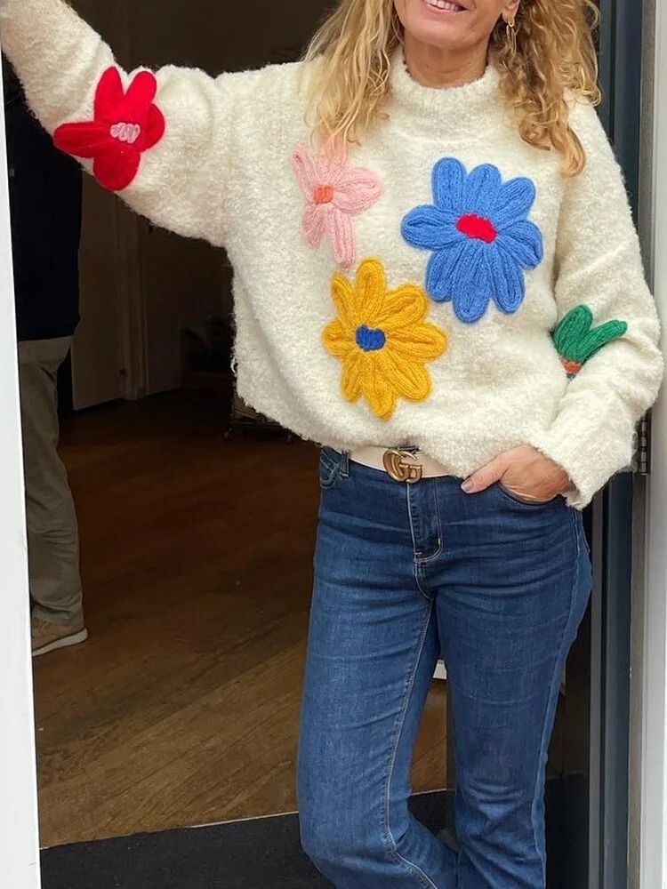 Paula - Elegant Floral Knit Sweater