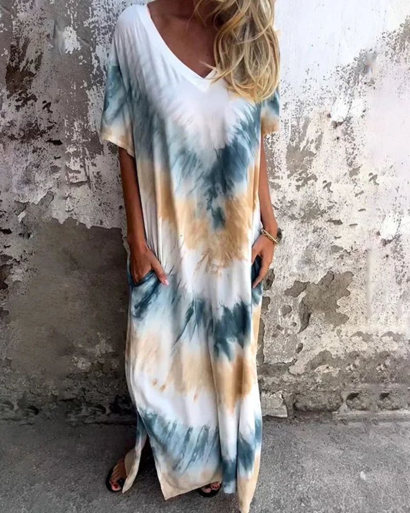 Kyra - Tie Dye Boho Maxi Dress (Plus Size Available)