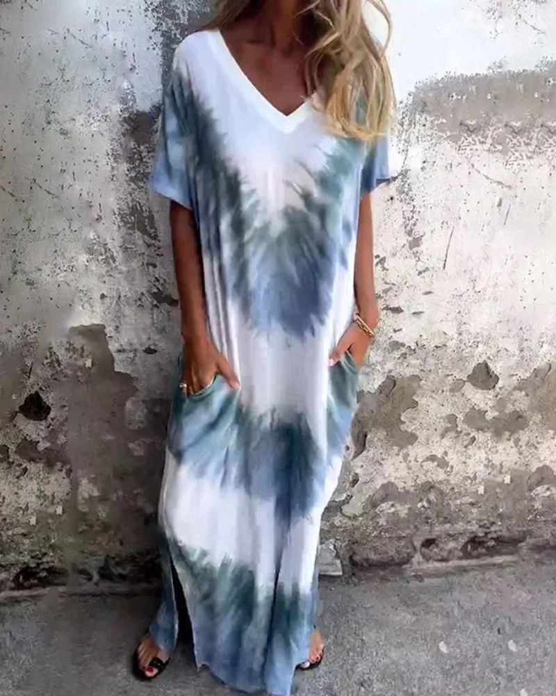 Kyra - Tie Dye Boho Maxi Dress (Plus Size Available)