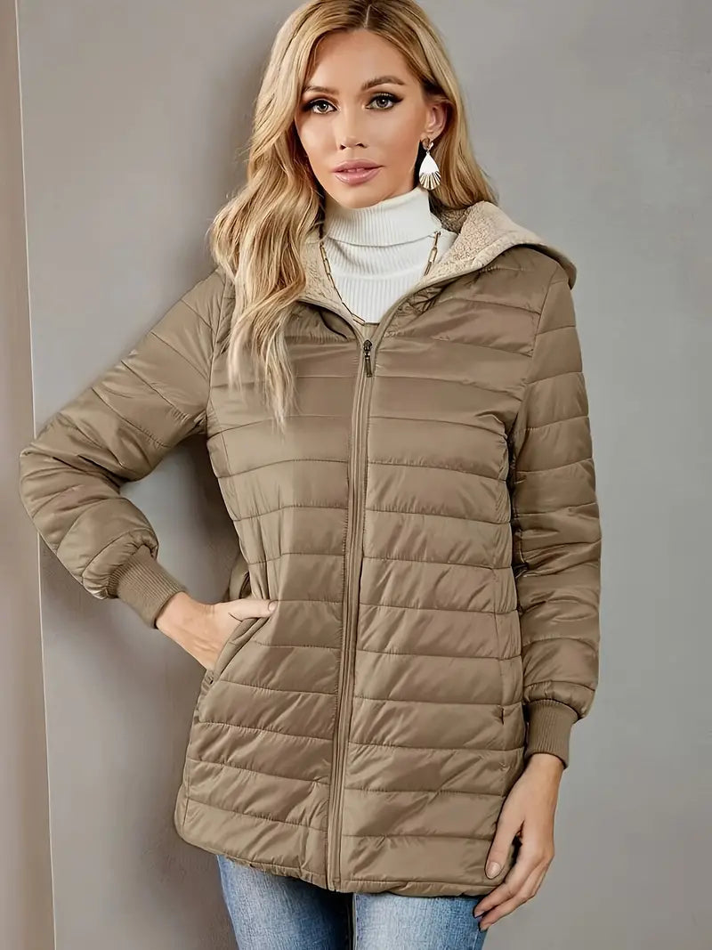 Victoria - Cozy Mid-Length Hooded Jacket Warm and Stylish for Winter