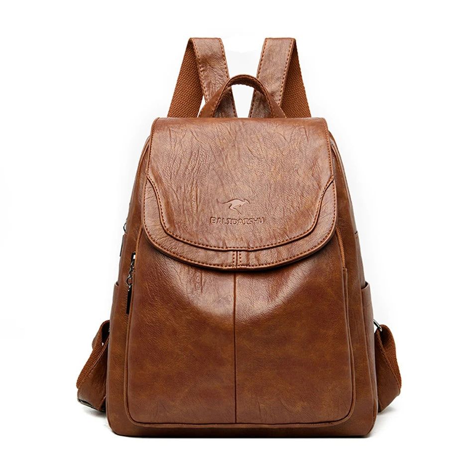 Isla - Anti-Theft PU Leather Backpack with RFID Protection and Stylish Design