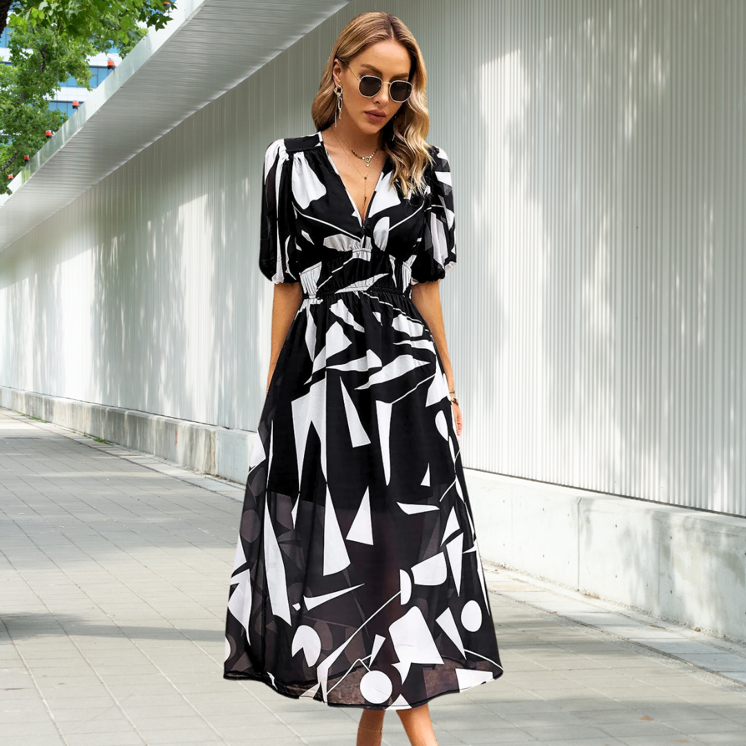 Nadine - Timeless Midi Dress with Puff Sleeves