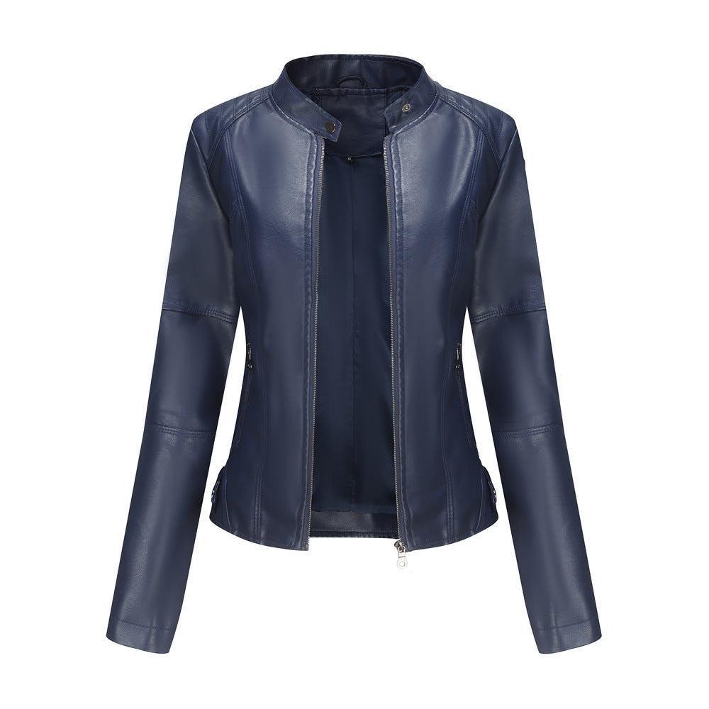 Gracie - Women's Moto Biker Jacket with Zipper Detailing