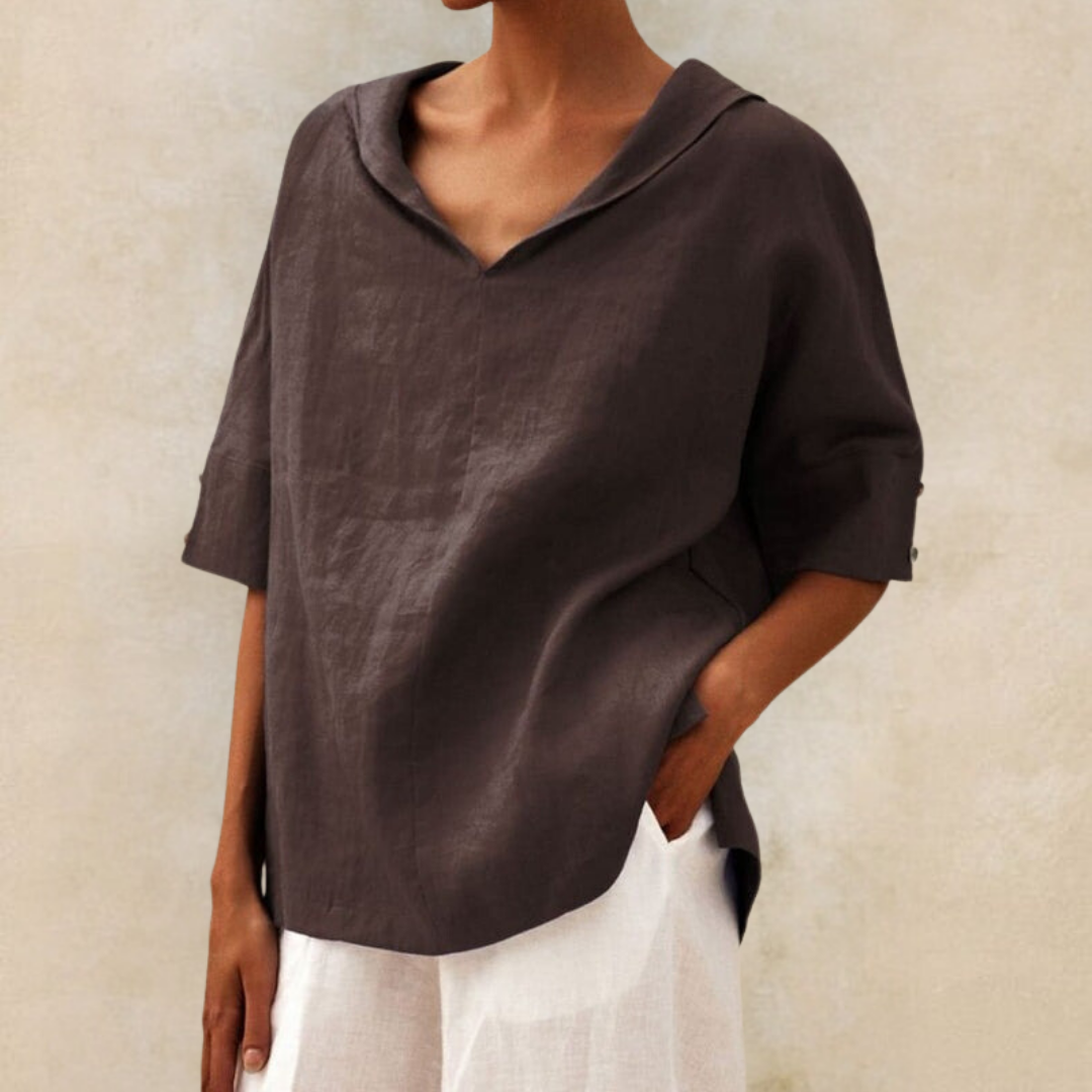 Kate - Women's V-Neck Casual Linen Shirt