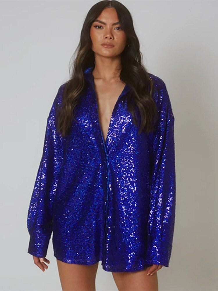 Georgia - Oversized Glitter Blouse for Women