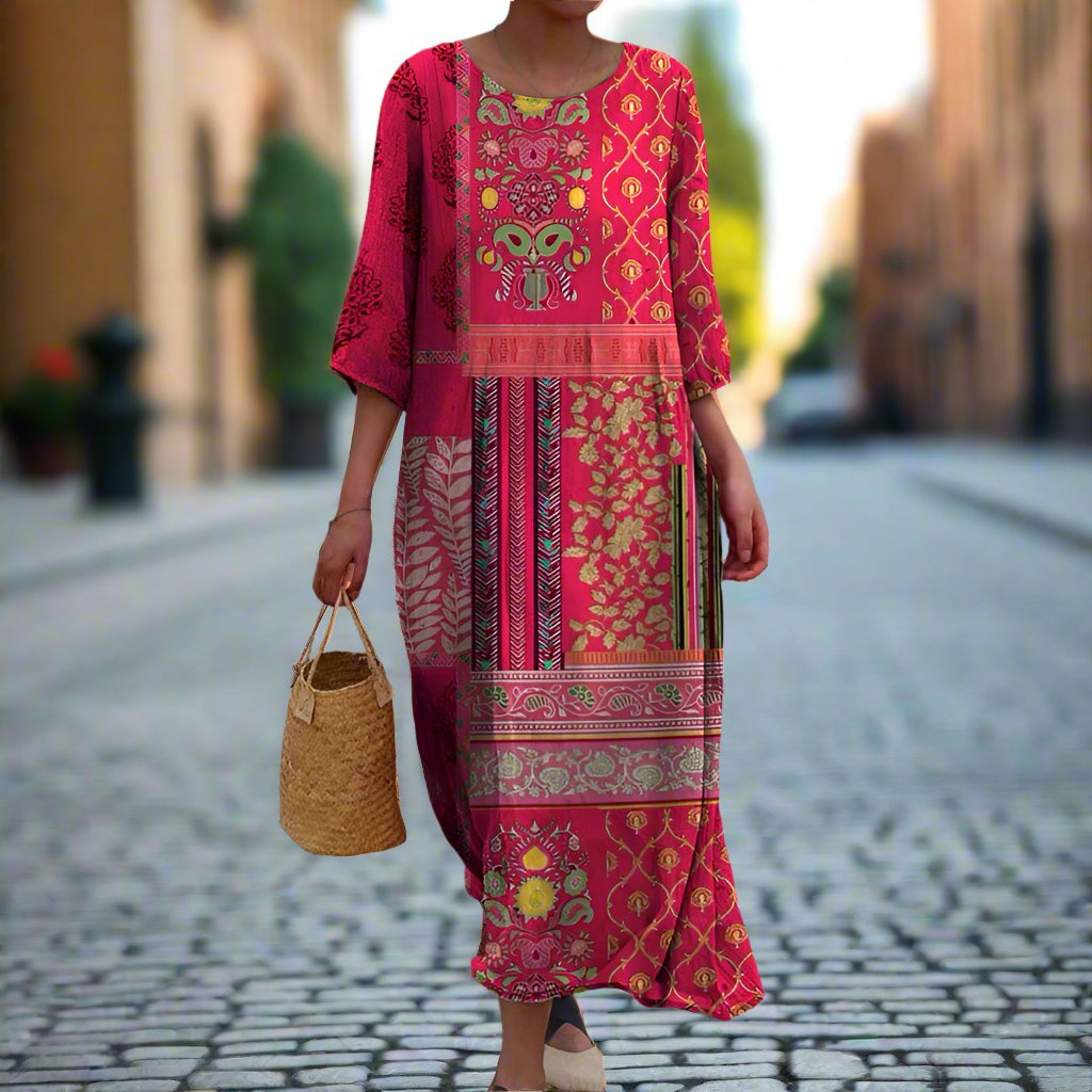 Malaya - Flowy Ethnic Maxi Dress (Plus Size Available)