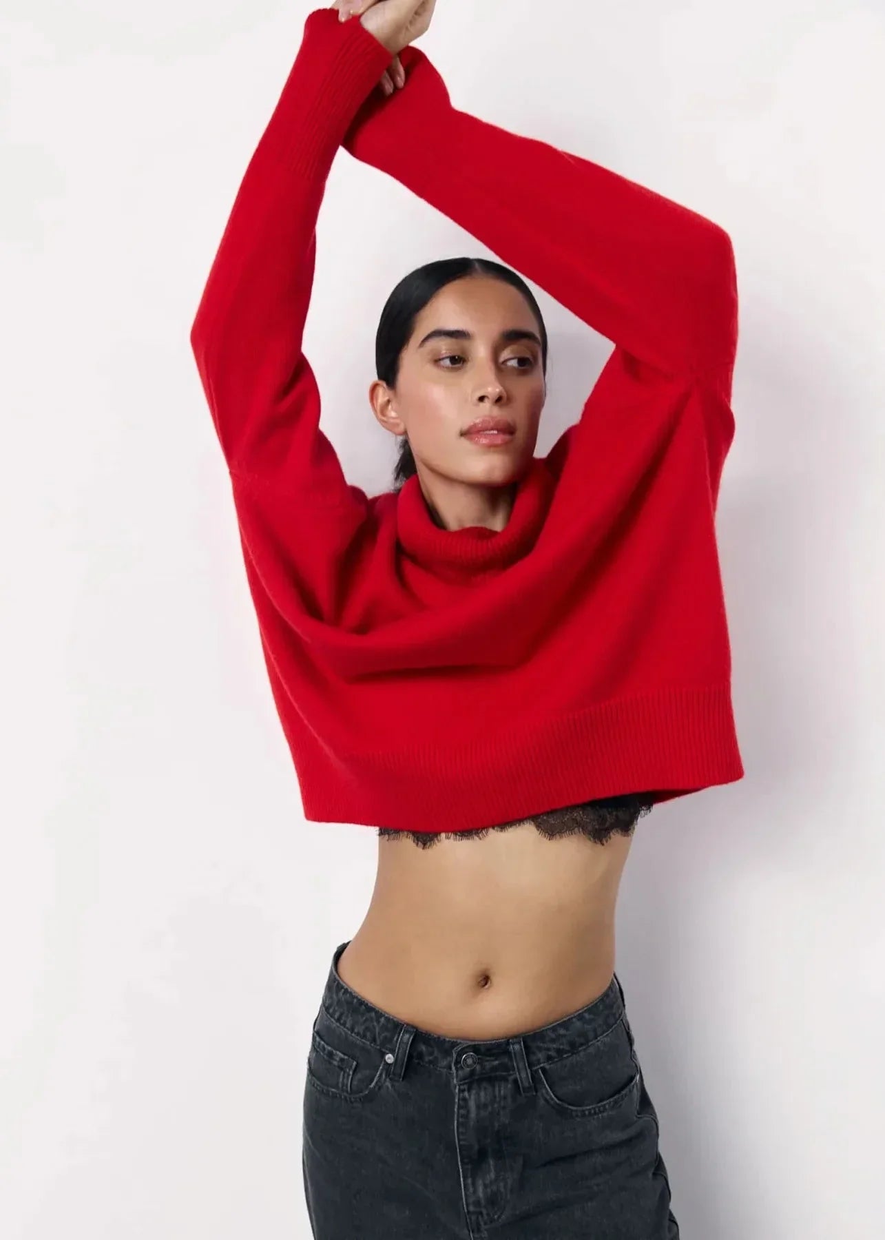 Keziah - Oversized Red Turtleneck Knit Sweater