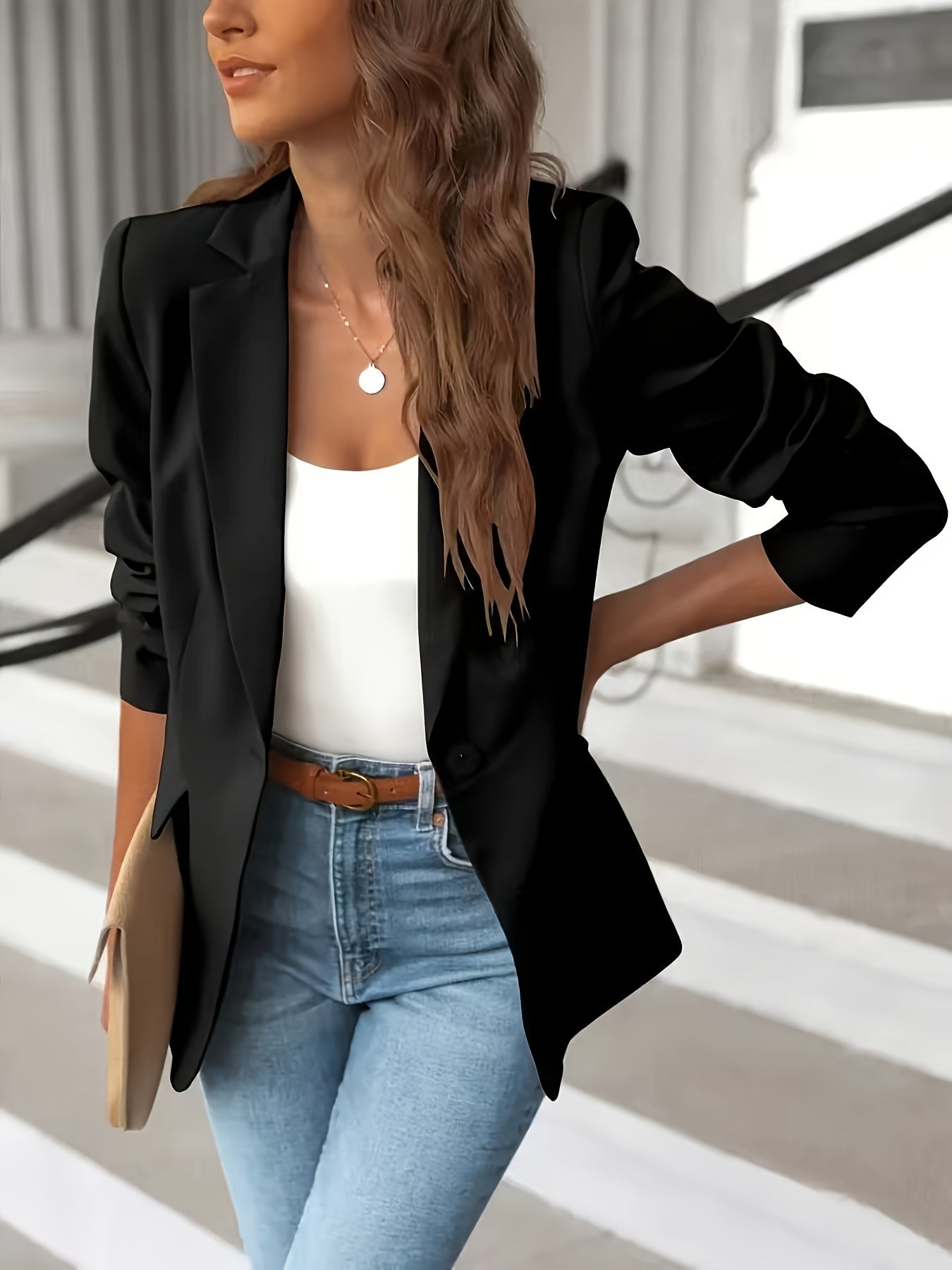 Natalie - Women's Tailored Suede-Look Blazer