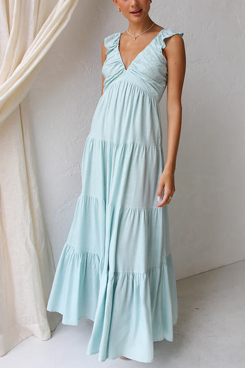 Azalea - V-Neck Linen Maxi Dress