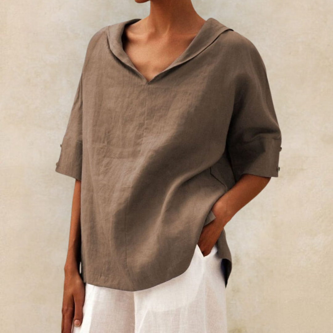 Kate - Women's V-Neck Casual Linen Shirt