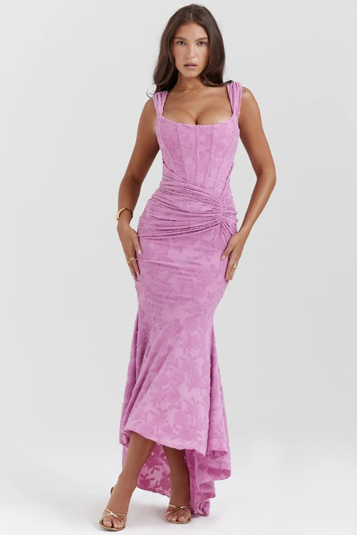 Zari - Elegant Rose-Patterned Maxi Dress