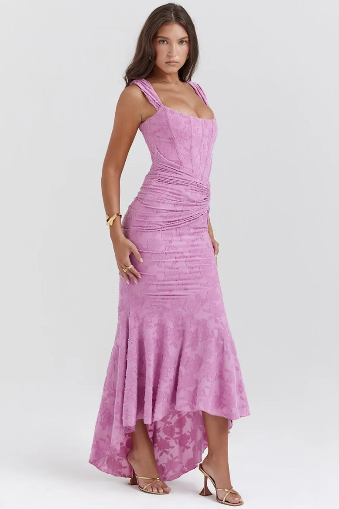 Zari - Elegant Rose-Patterned Maxi Dress